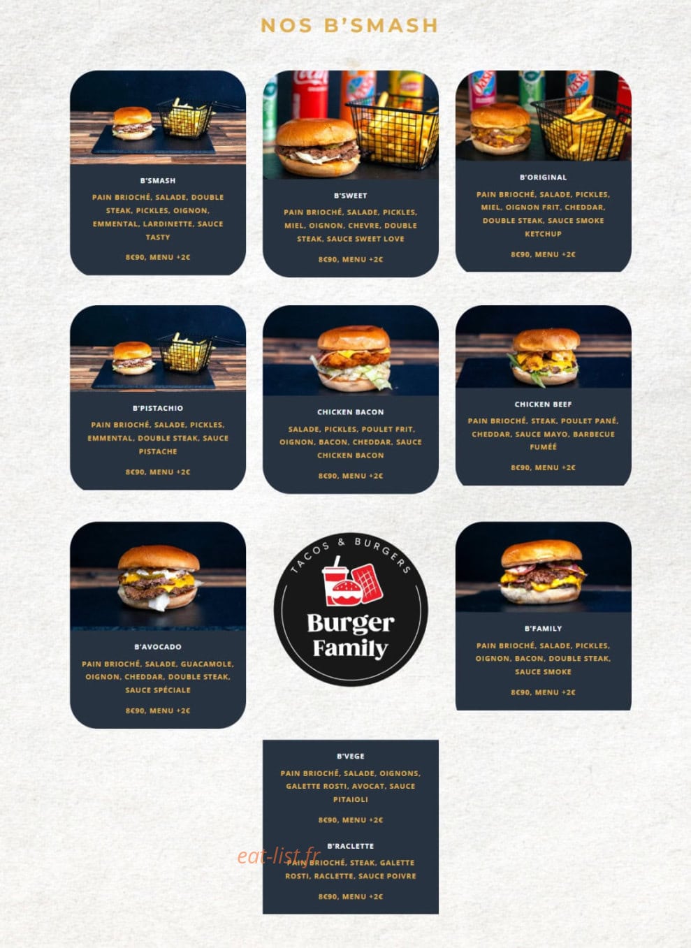 Burger family — carte page 5