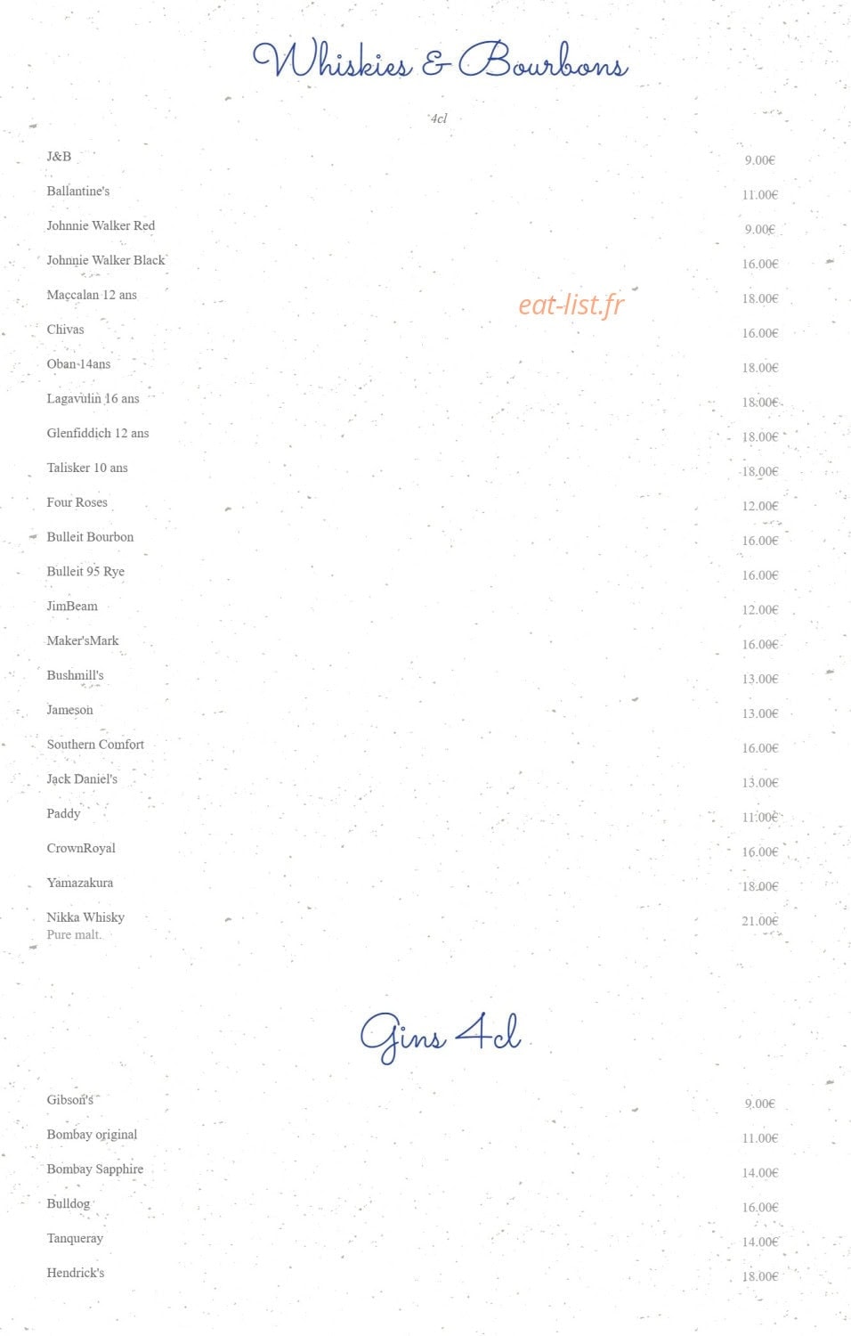 Café de Paris — carte page 13