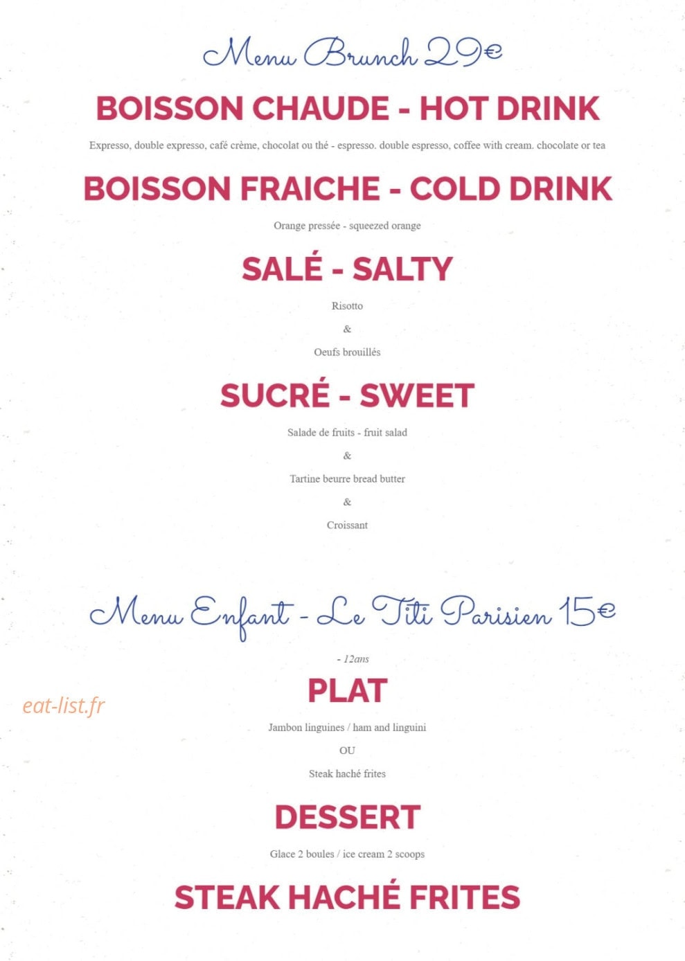 Café de Paris — carte page 2