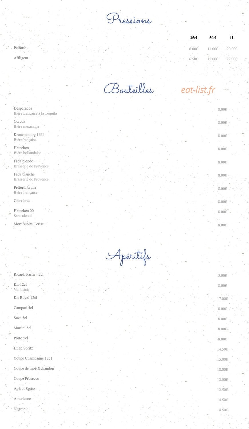 Café de Paris — carte page 11