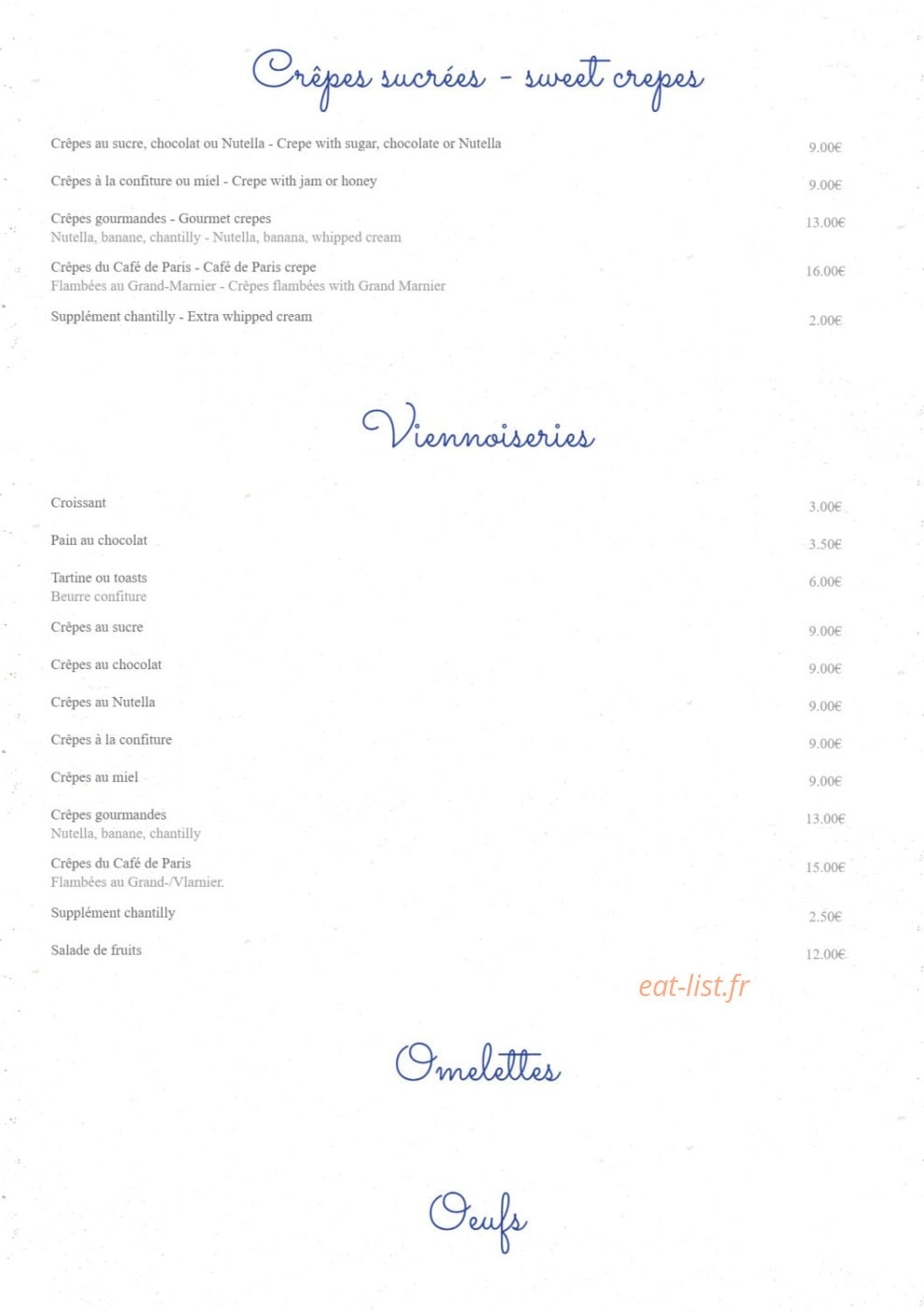 Café de Paris — carte page 6