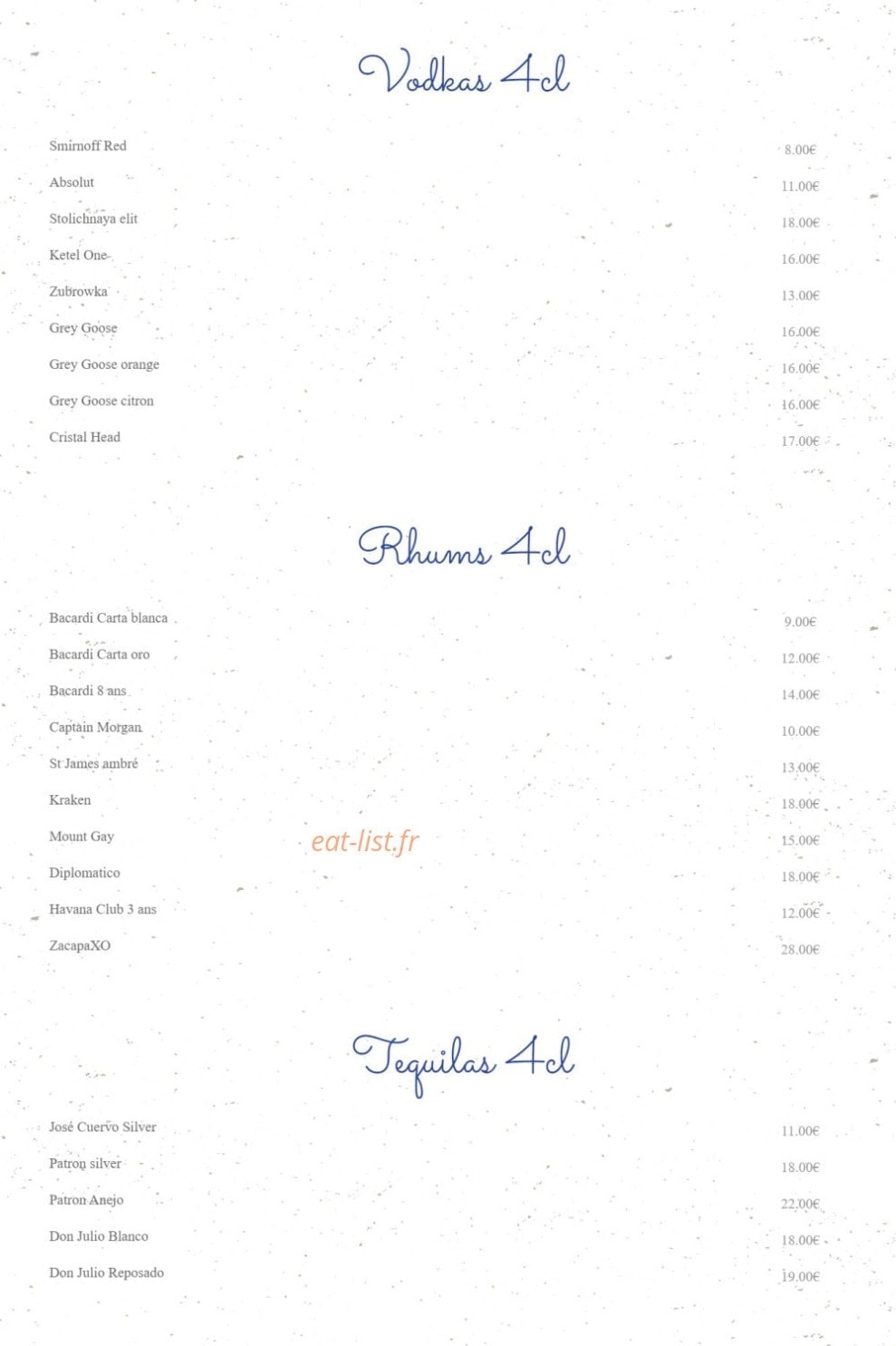 Café de Paris — carte page 14