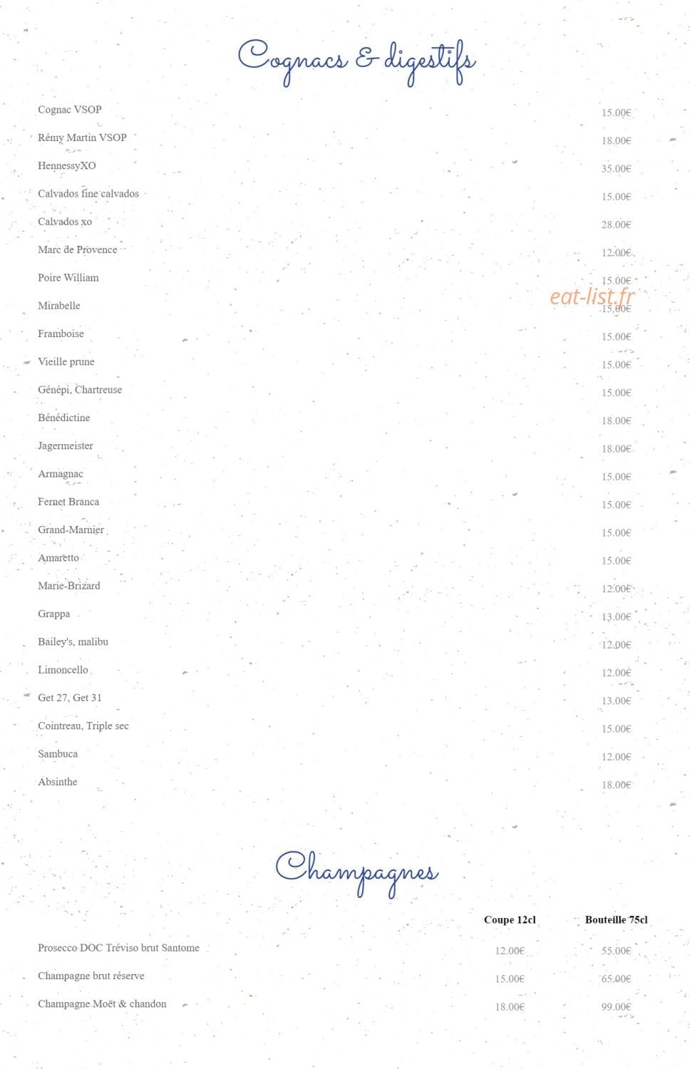 Café de Paris — carte page 15