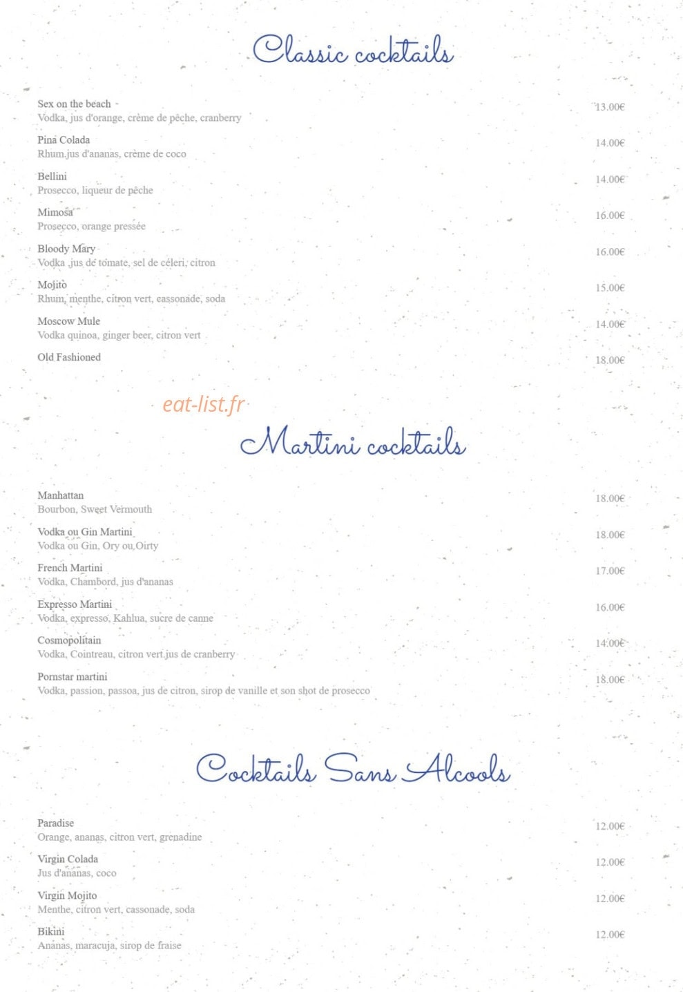 Café de Paris — carte page 12
