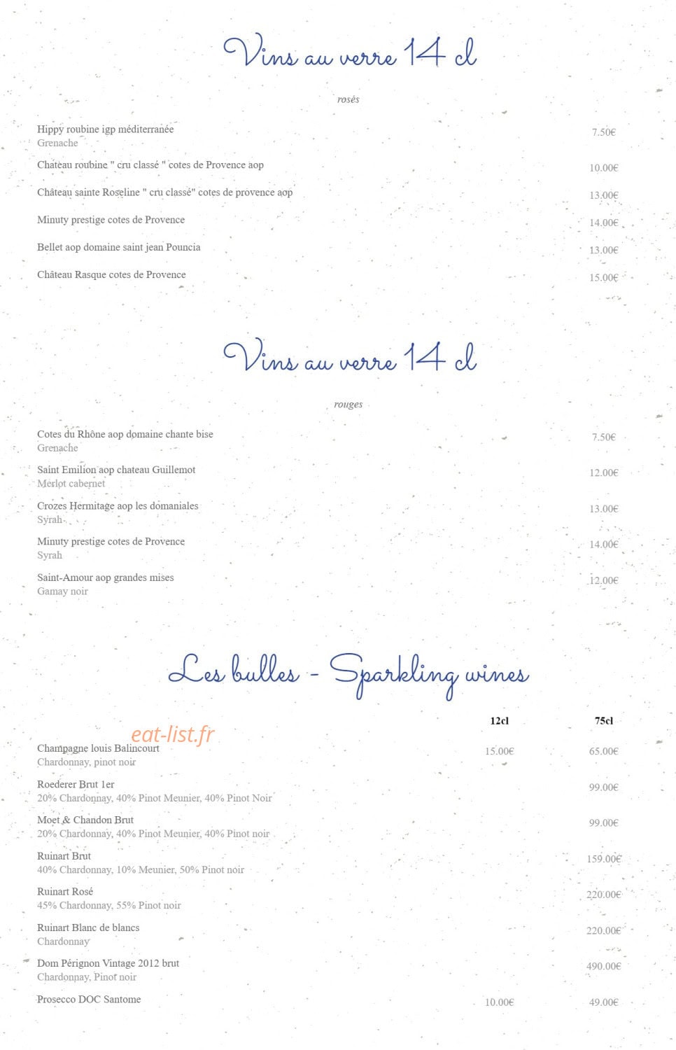 Café de Paris — carte page 10