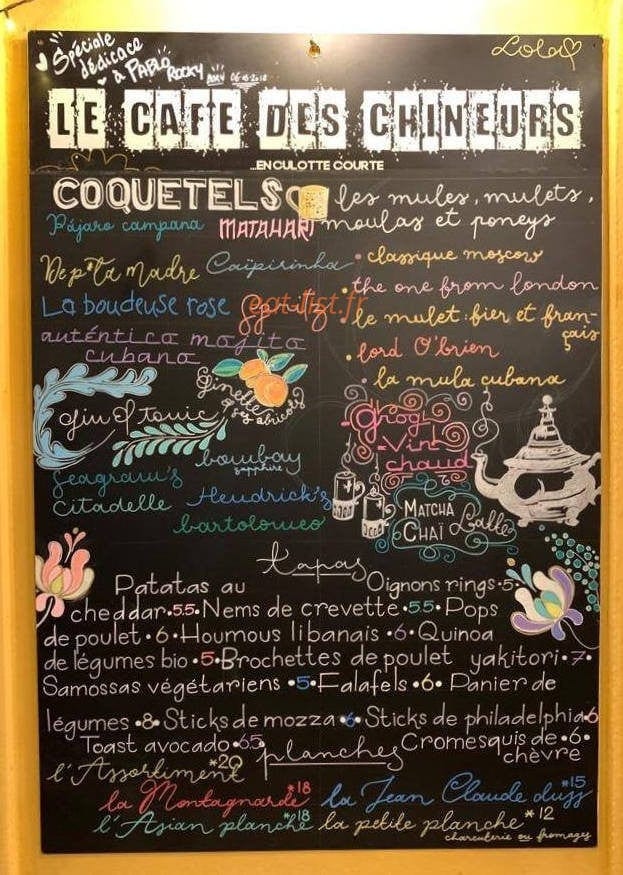 Café des Chineurs — carte page 1