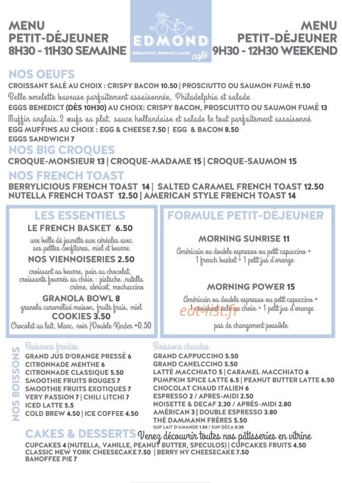 Café Edmond — carte page 1