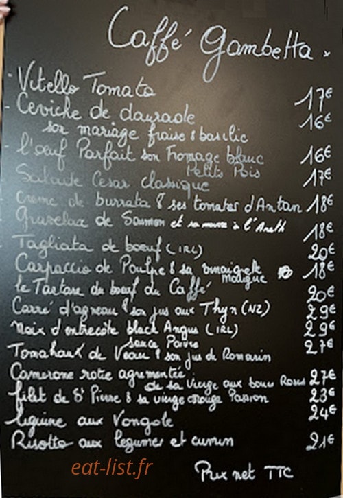 Caffè Gambetta — carte page 1