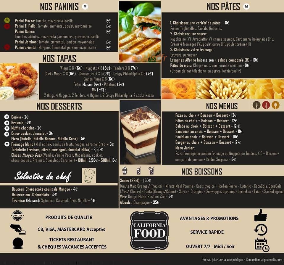 California Food — carte page 4