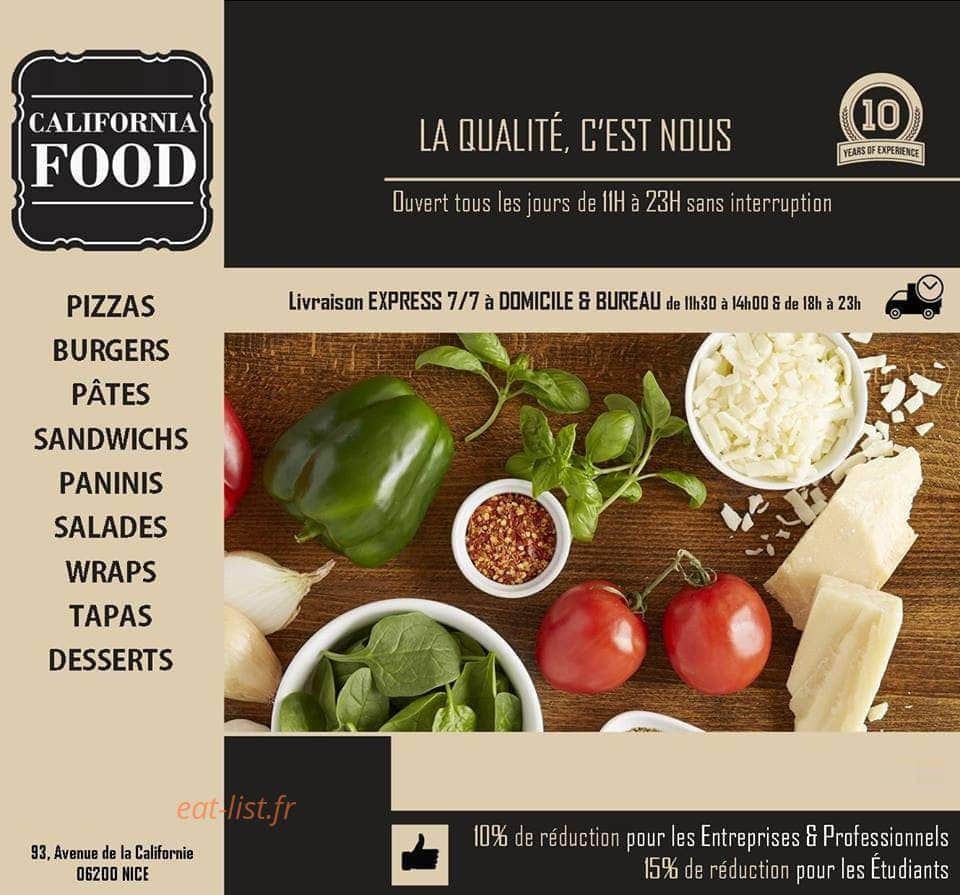 California Food — carte page 1