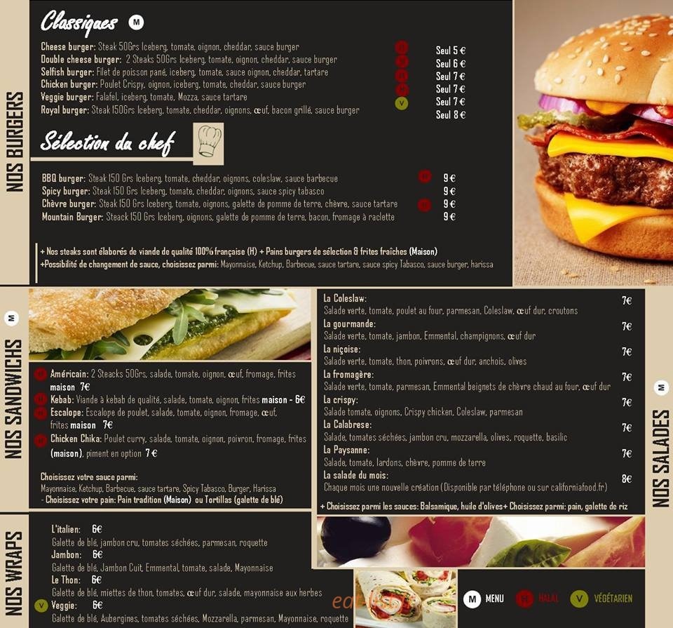 California Food — carte page 2