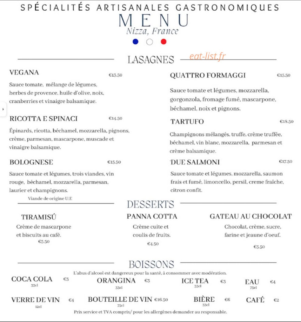 Casa Lasagna — carte page 1