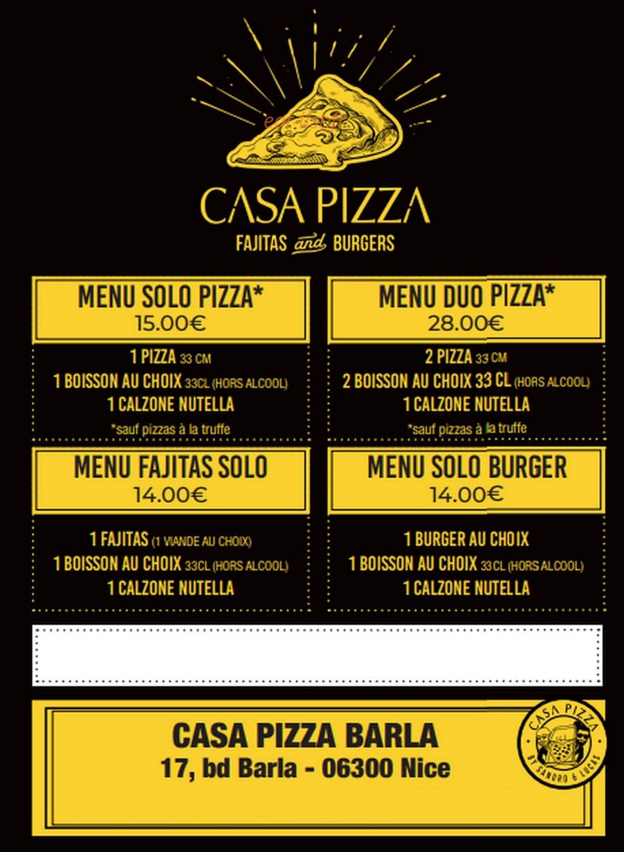 Casa Pizza — carte page 6