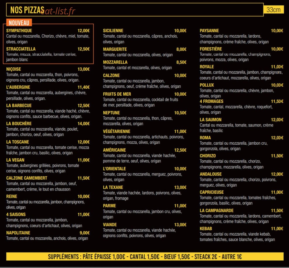 Casa Pizza — carte page 4