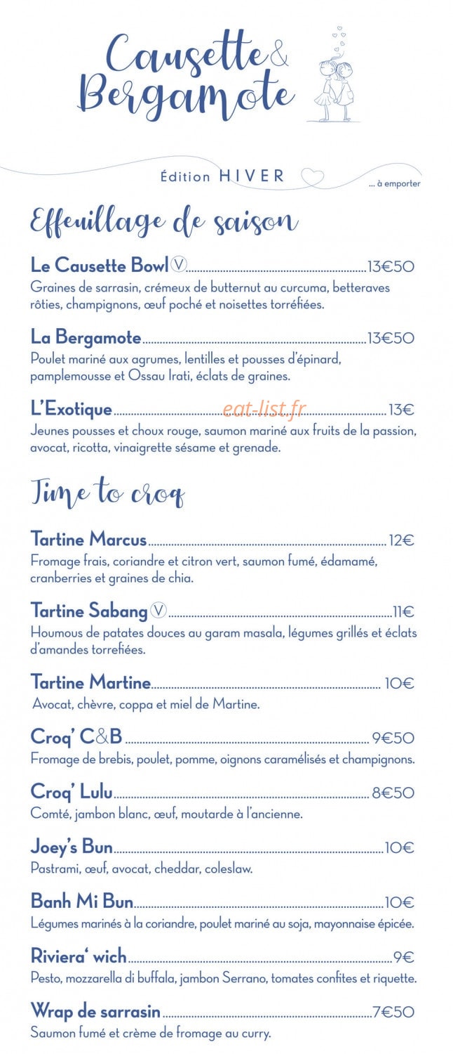 Causette & Bergamote — carte page 1