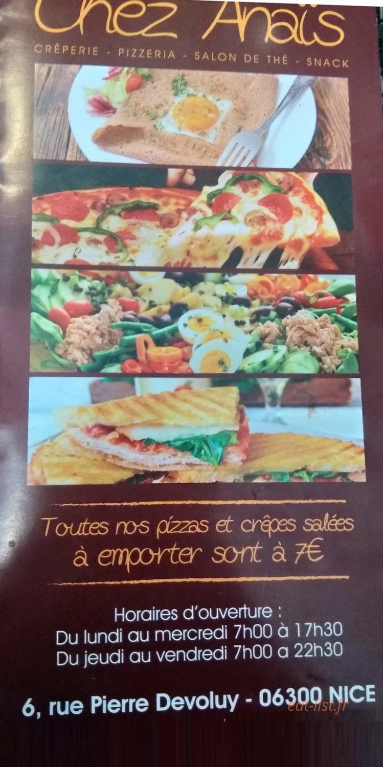 Chez Anaïs — carte page 1