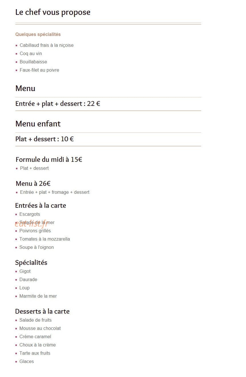 Chez Davia — carte page 1