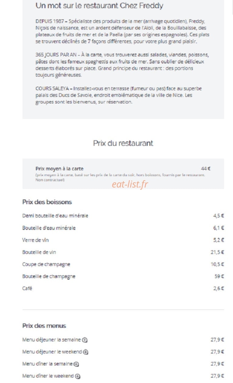 Chez Freddy — carte page 2