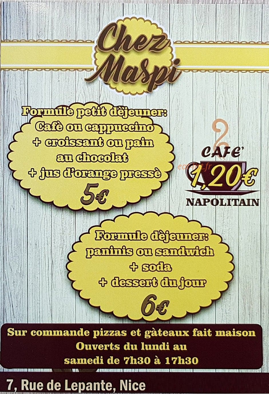 Chez Maspi — carte page 1