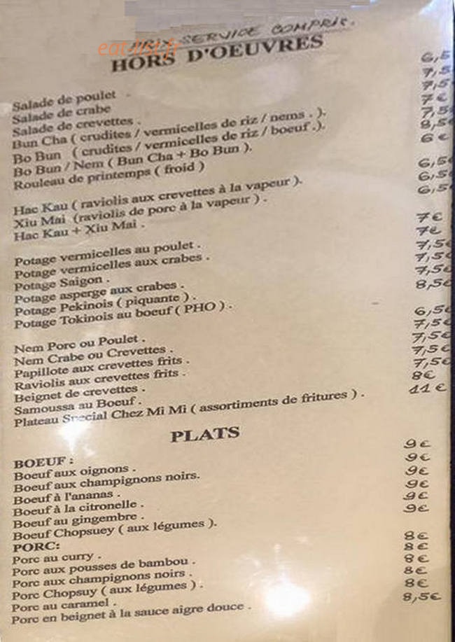 Chez Mimi — carte page 1