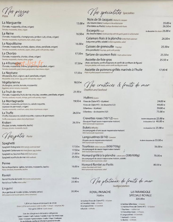 Chez Mori's — carte page 2