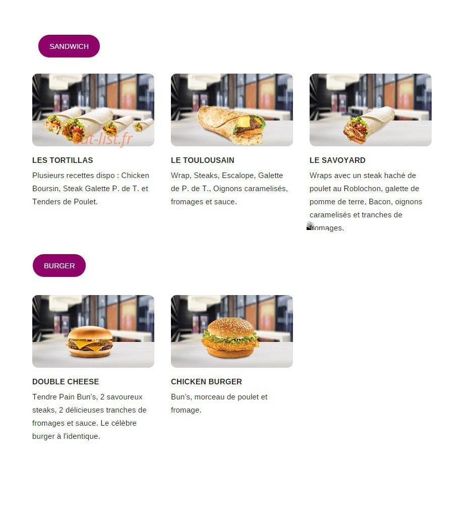 Chicken City — carte page 2