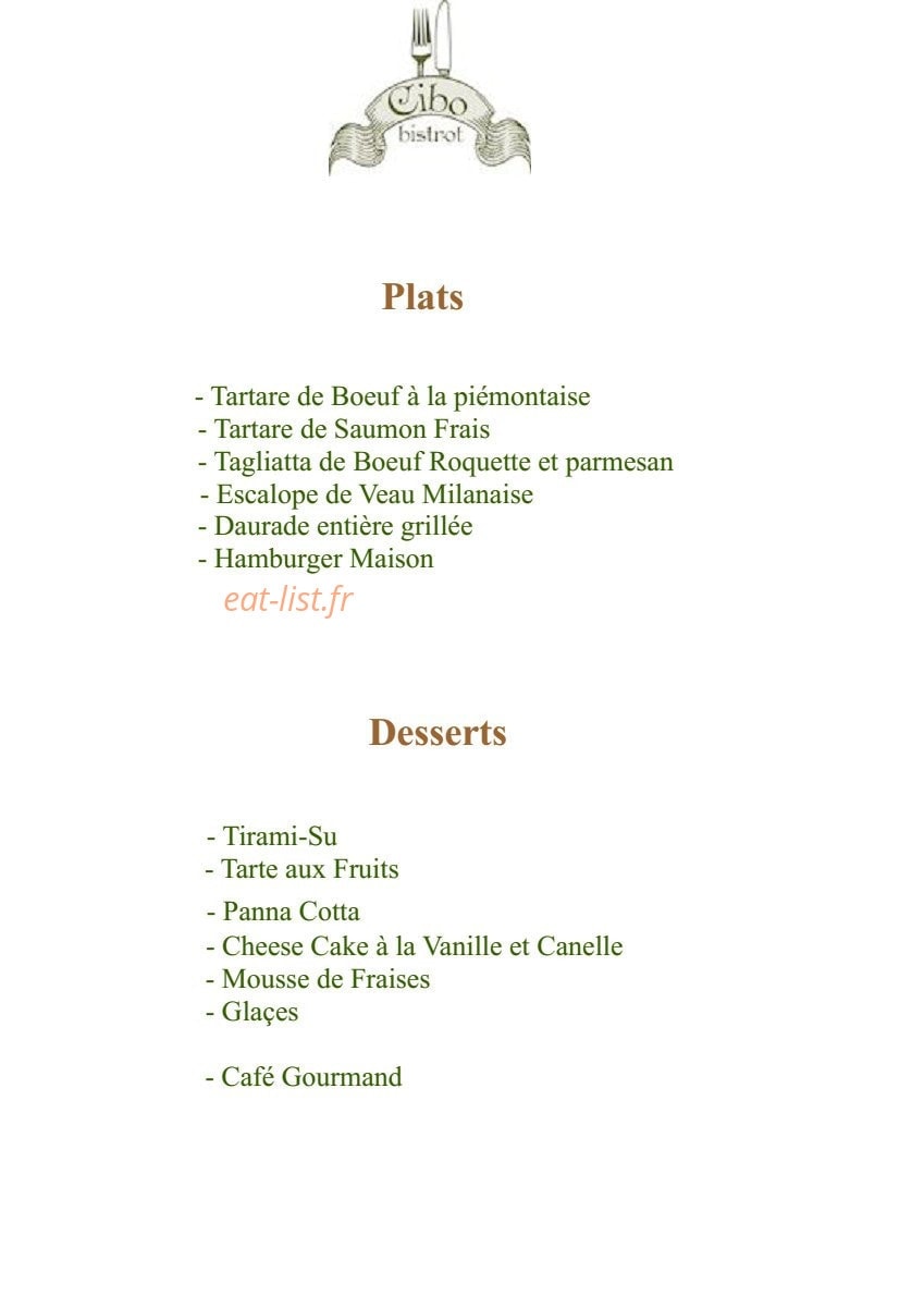 Cibo Bistrot — carte page 2