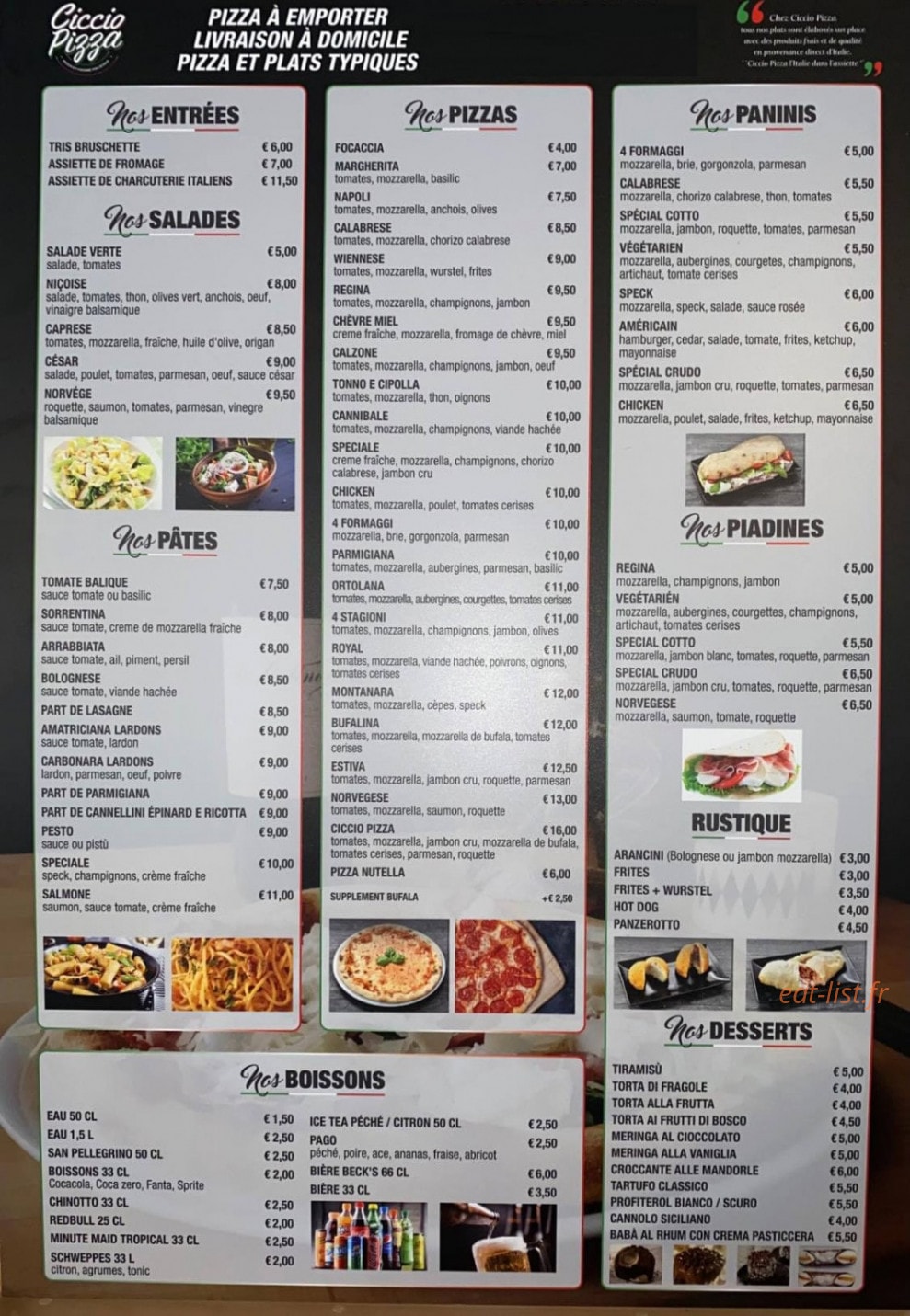 Ciccio pizza — carte page 1
