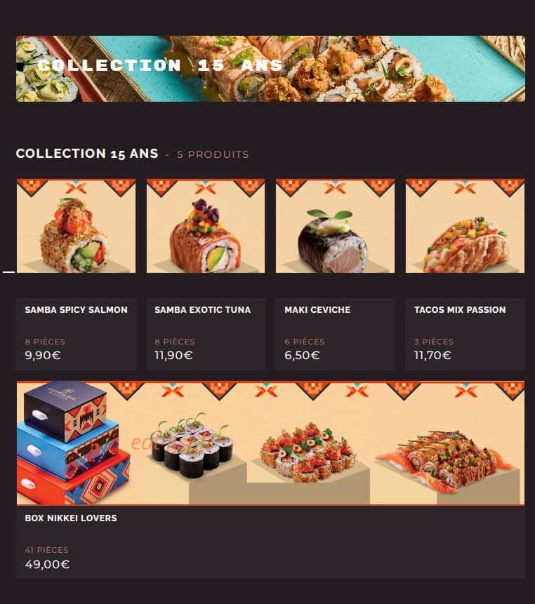 Côté Sushi — carte page 1