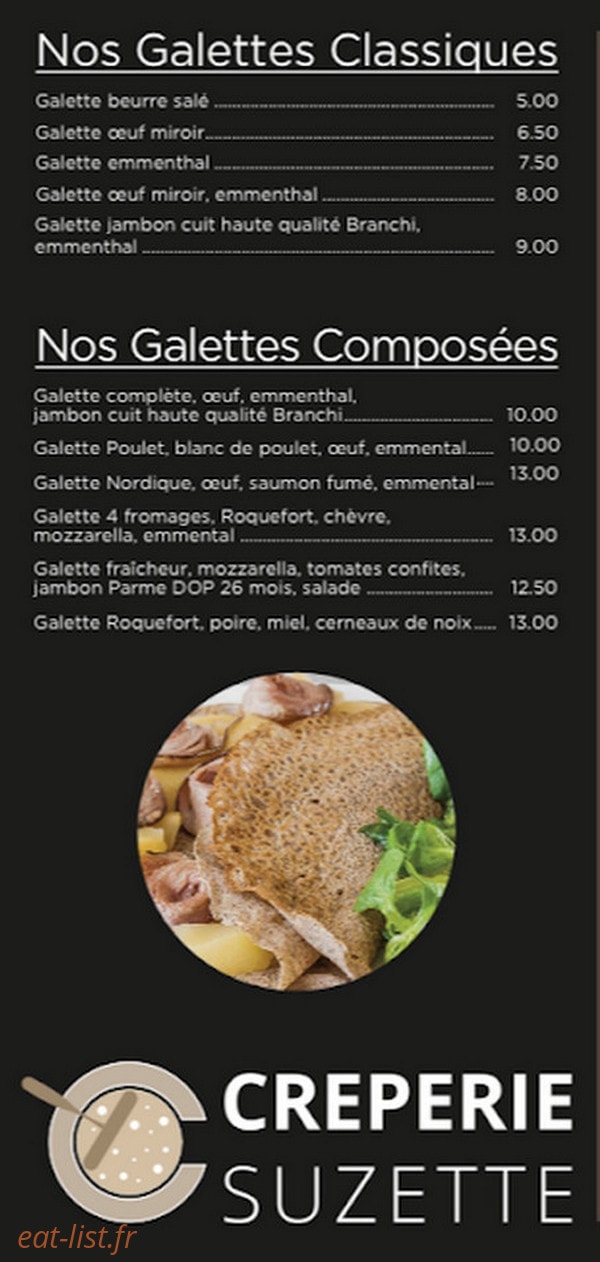 Creperie Suzette — carte page 1