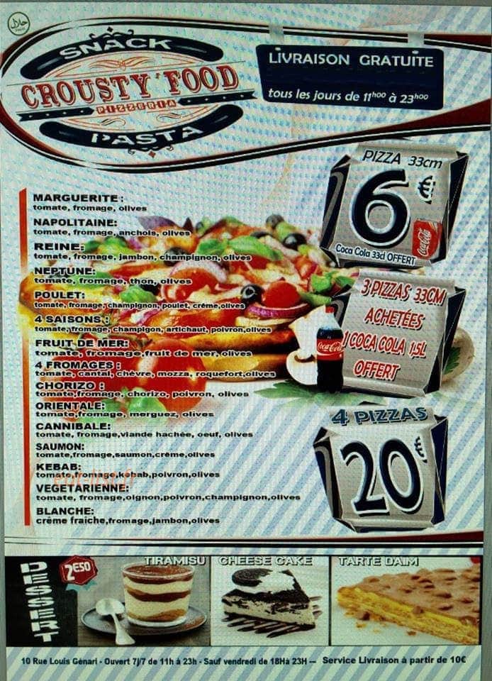 Crousty food — carte page 2