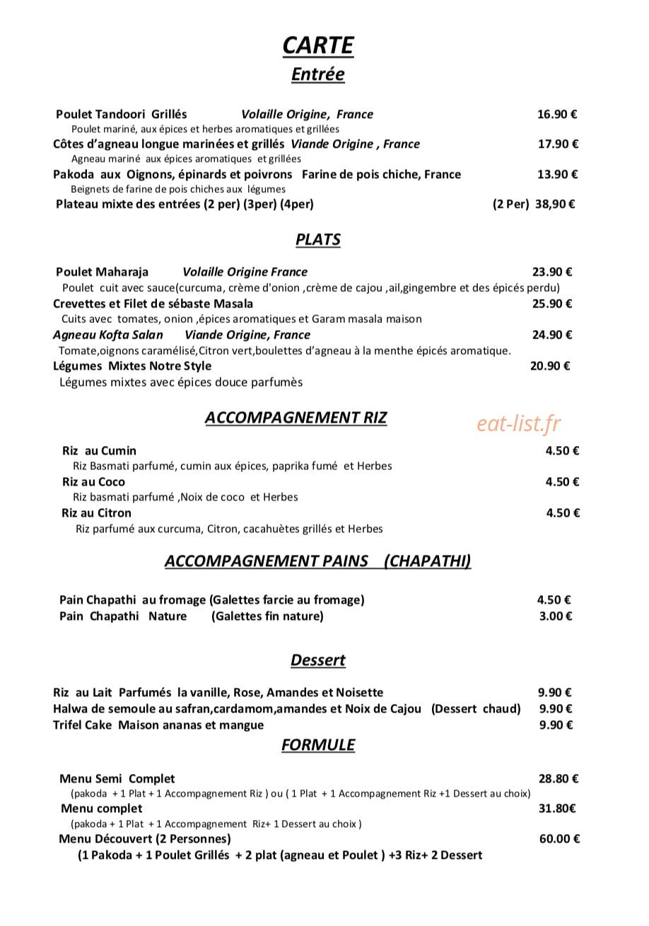 Cumin & Cannelle — carte page 1
