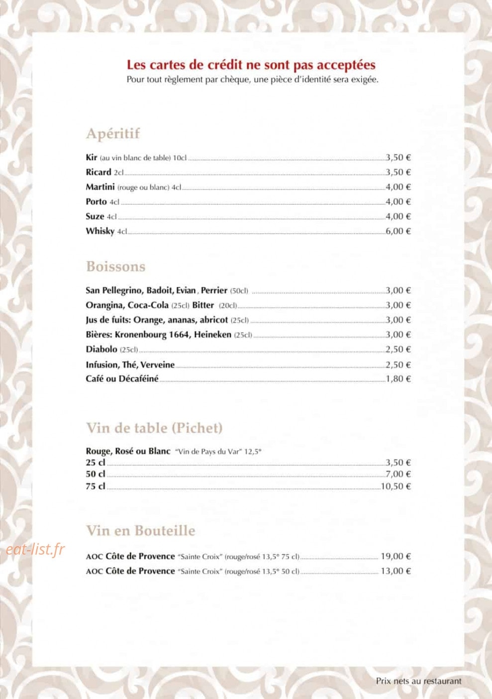 Cyrnos Pizzéria — carte page 4