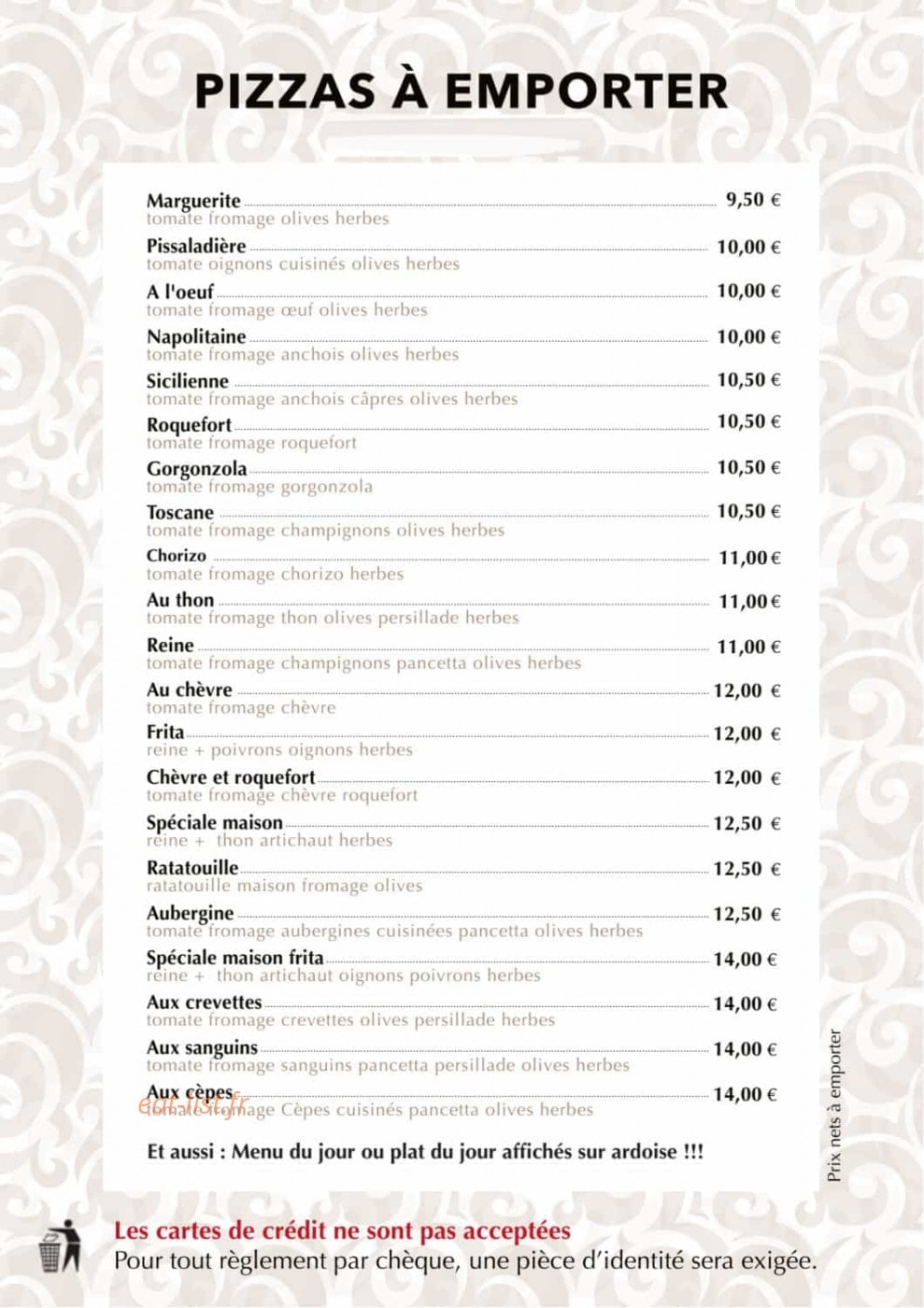 Cyrnos Pizzéria — carte page 6