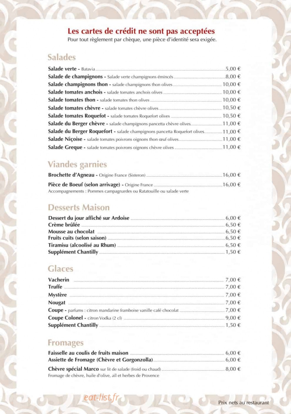 Cyrnos Pizzéria — carte page 3