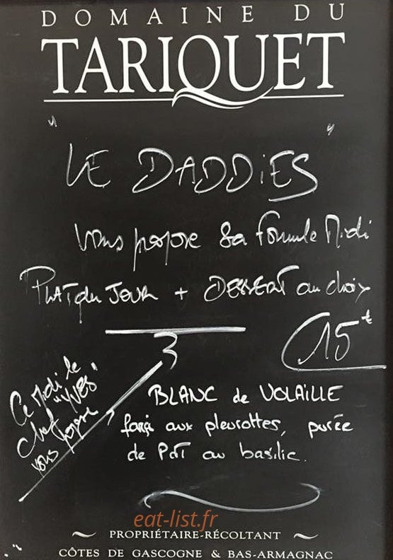 Daddies Bistro — carte page 1