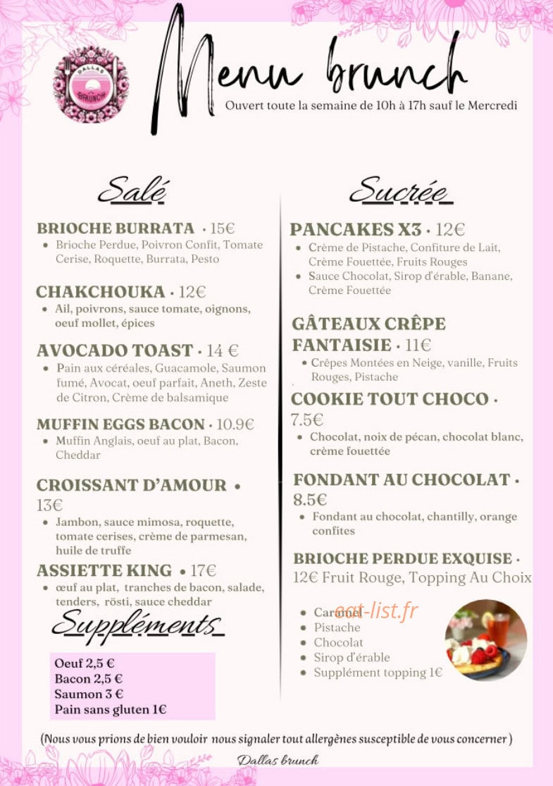 Dallas brunch — carte page 2