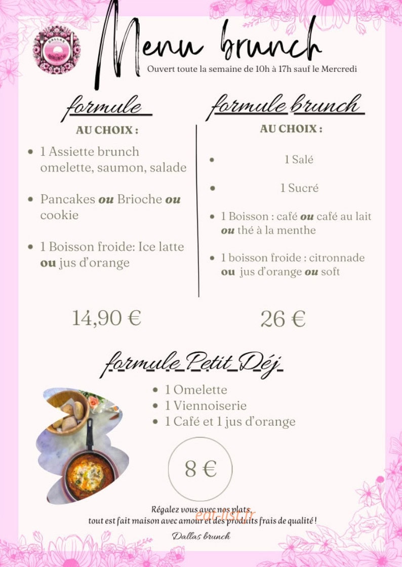 Dallas brunch — carte page 1