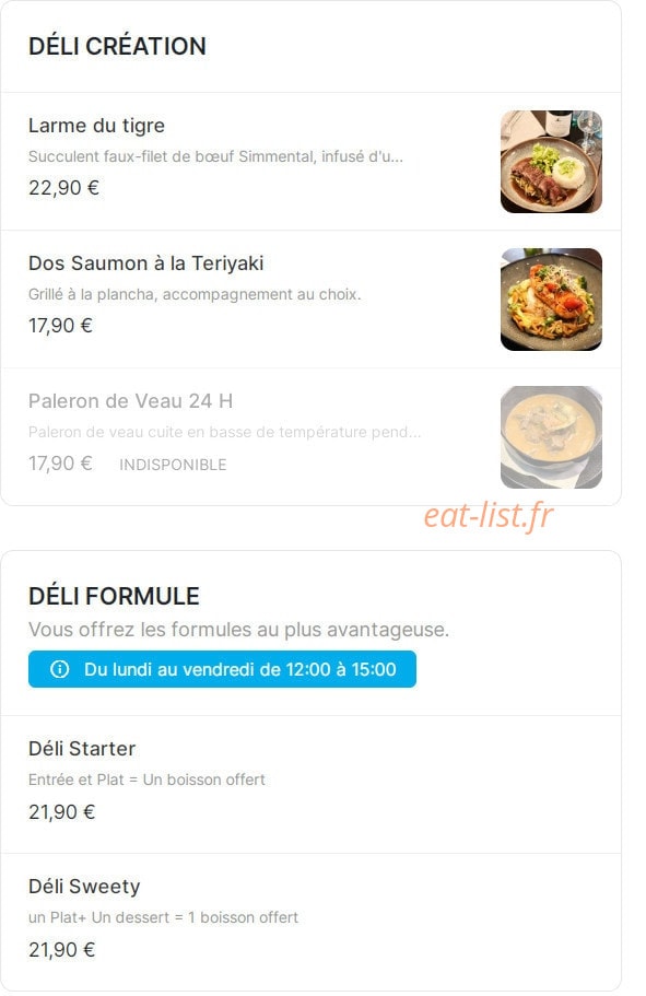 Deli Bowl — carte page 1