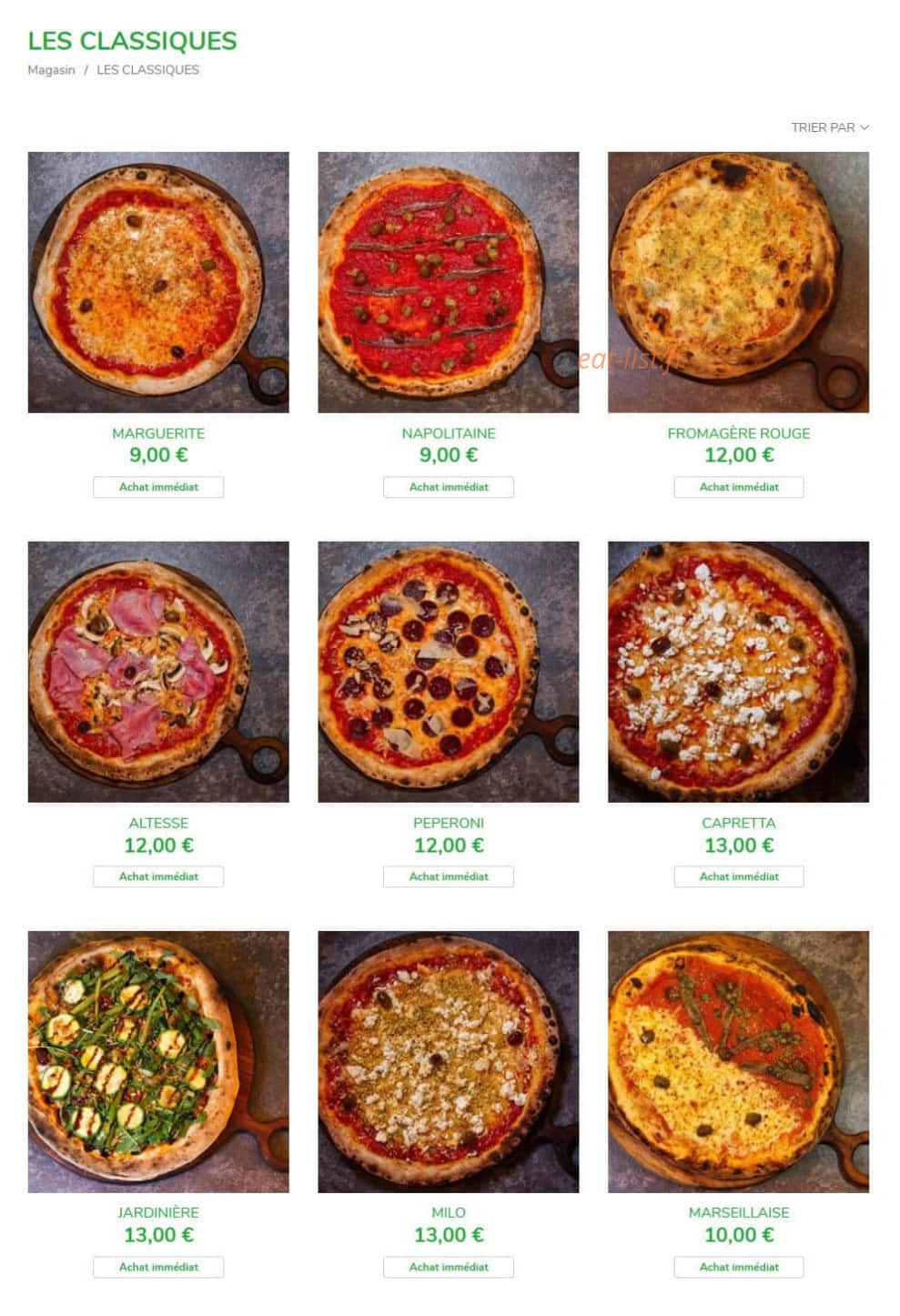 Doma pizza — carte page 1