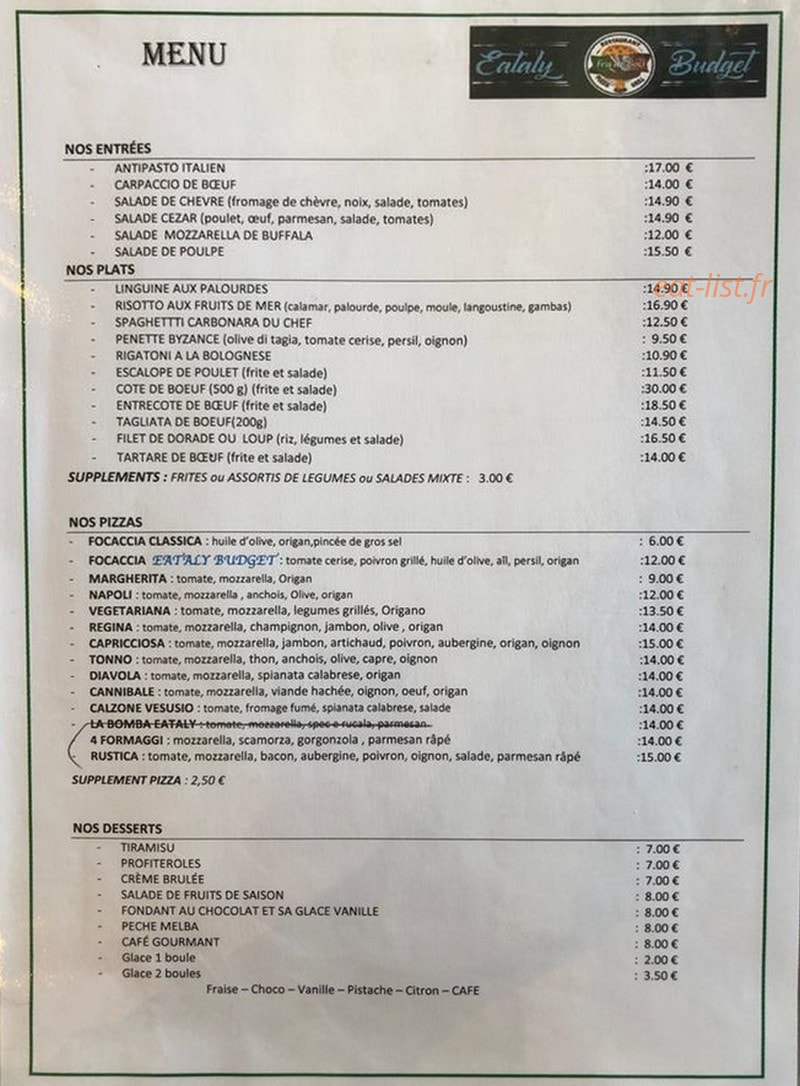 Eataly Budget — carte page 1
