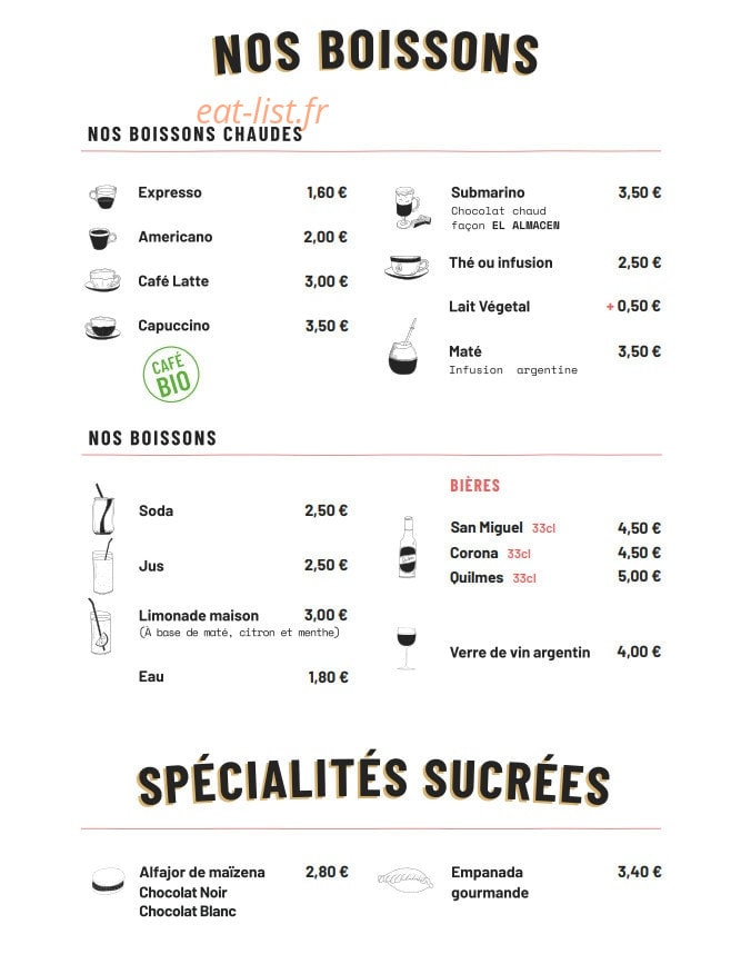 El Almacen — carte page 2
