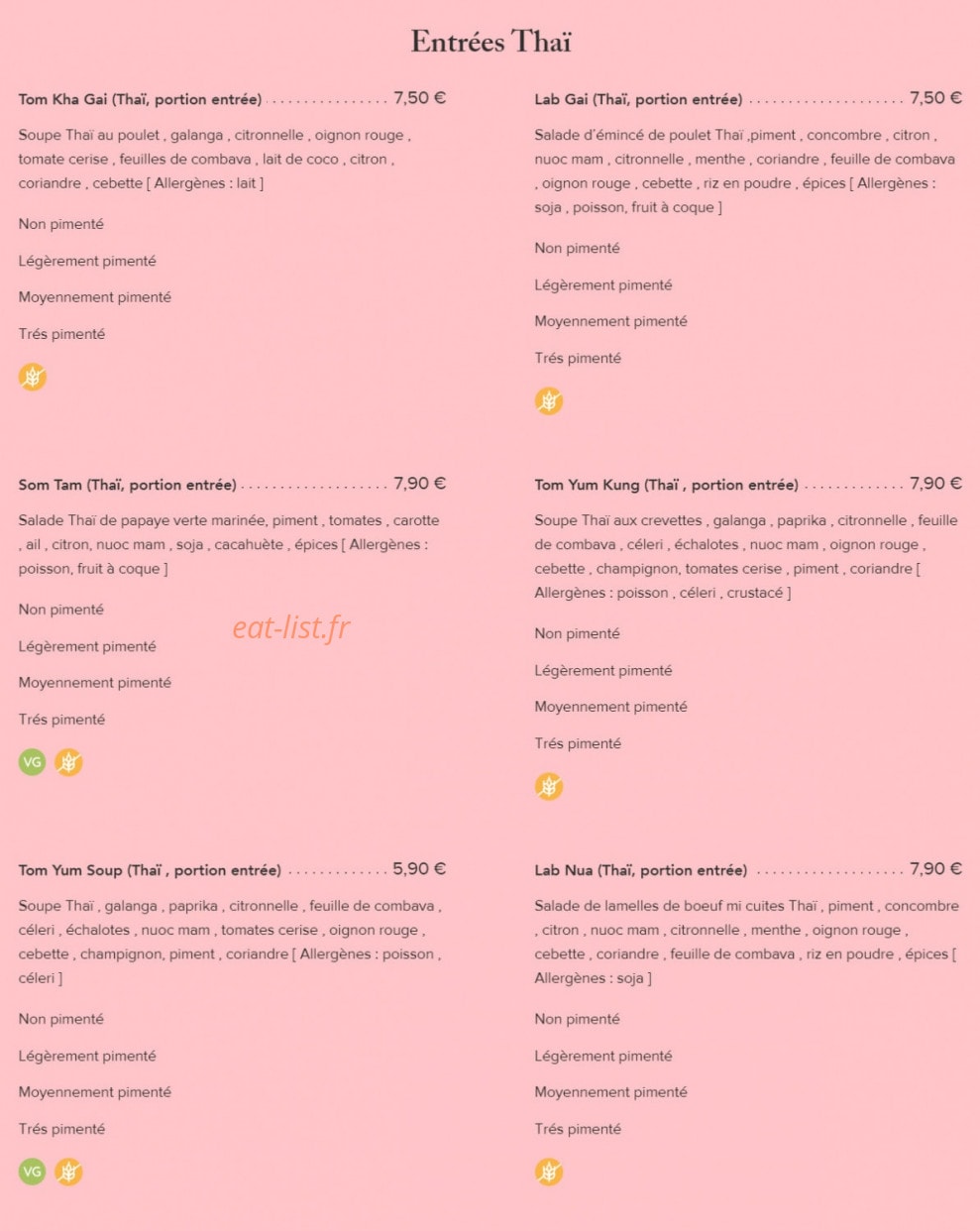 Fairy Sushi & Thai — carte page 4