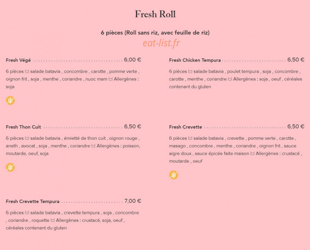 Fairy Sushi & Thai — carte page 16