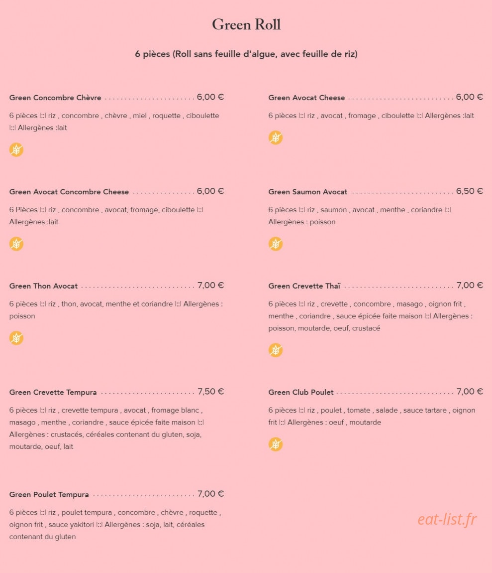 Fairy Sushi & Thai — carte page 15