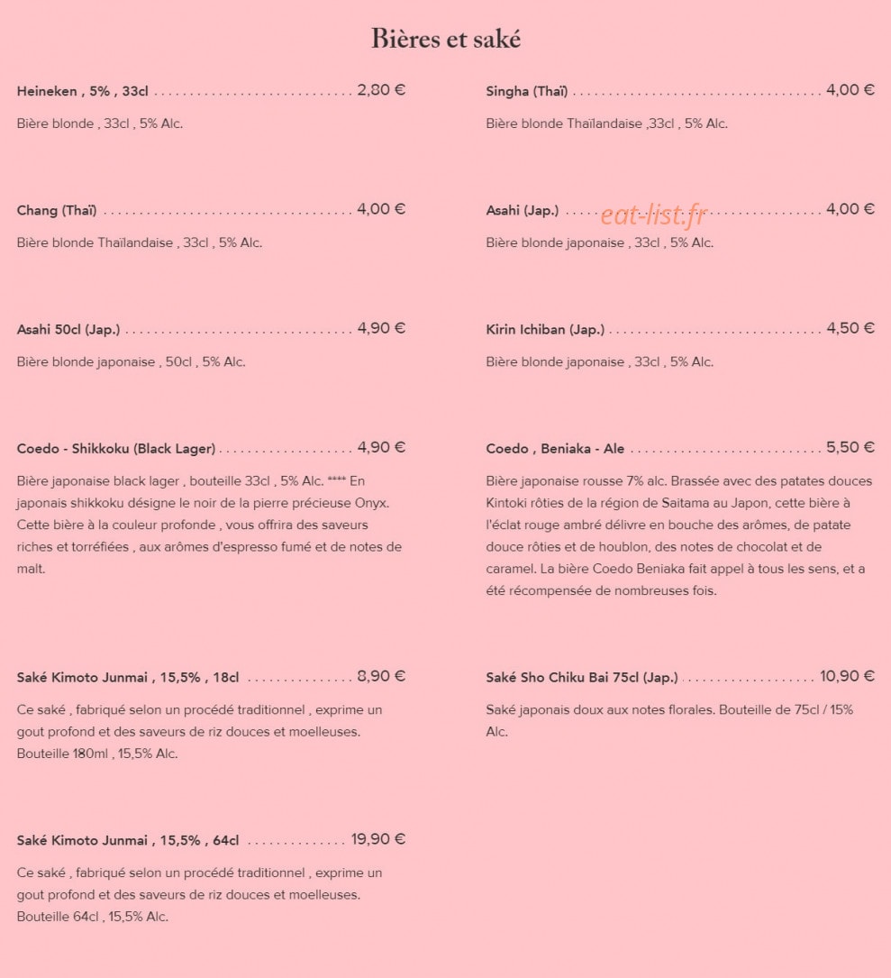 Fairy Sushi & Thai — carte page 20