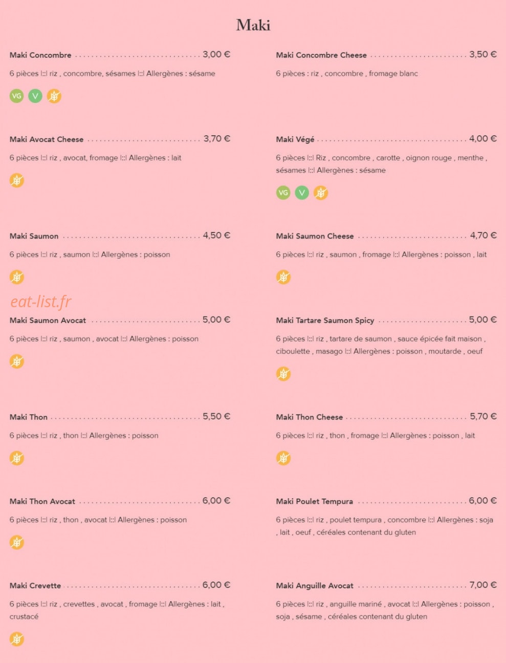 Fairy Sushi & Thai — carte page 12