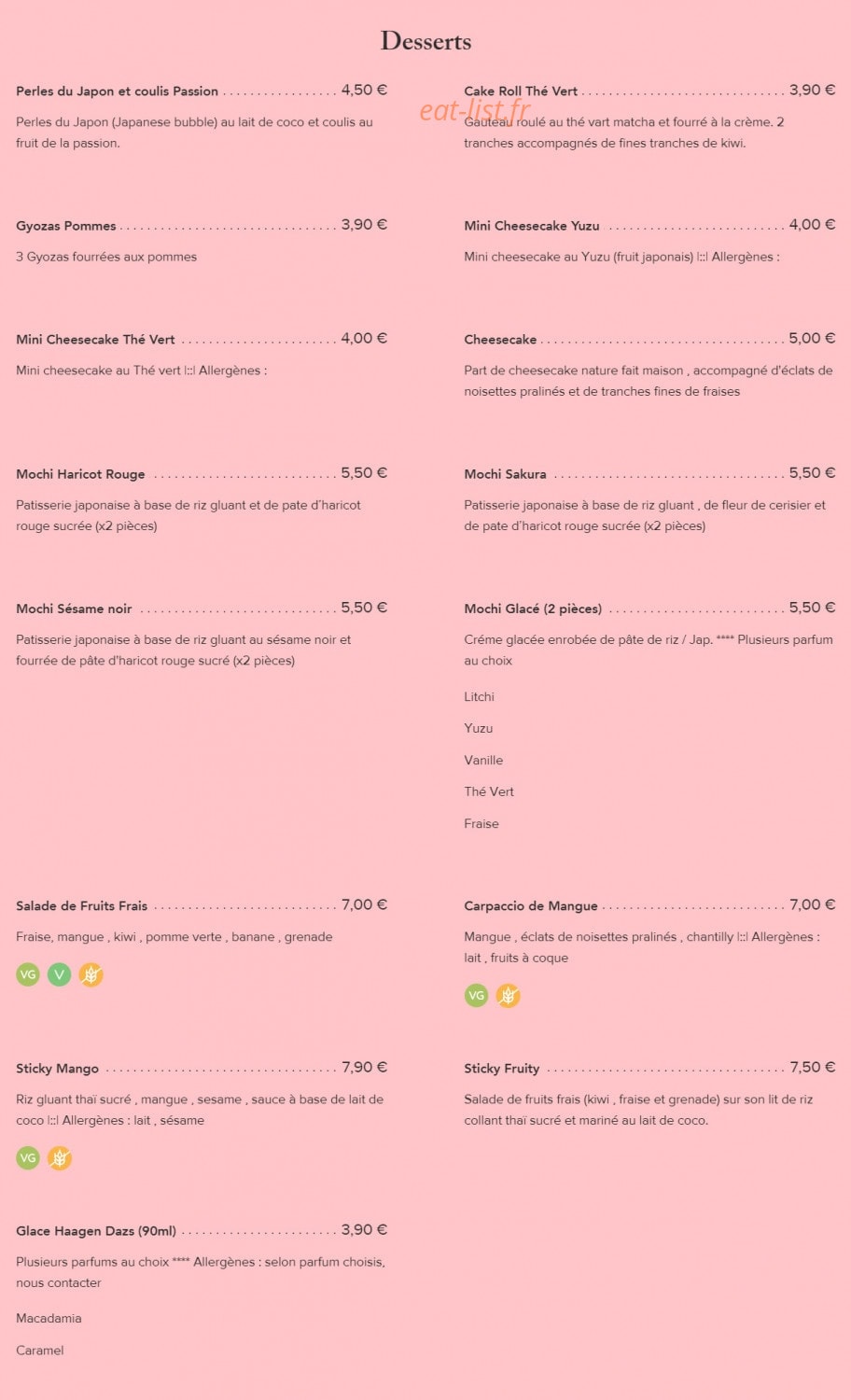 Fairy Sushi & Thai — carte page 18