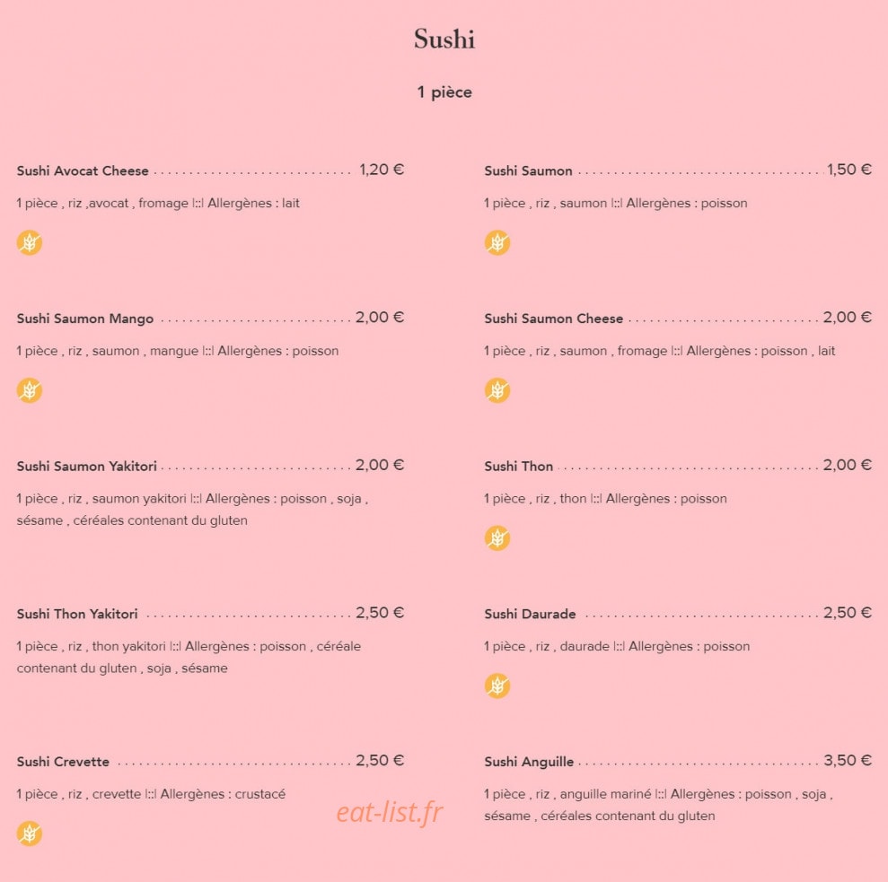 Fairy Sushi & Thai — carte page 11