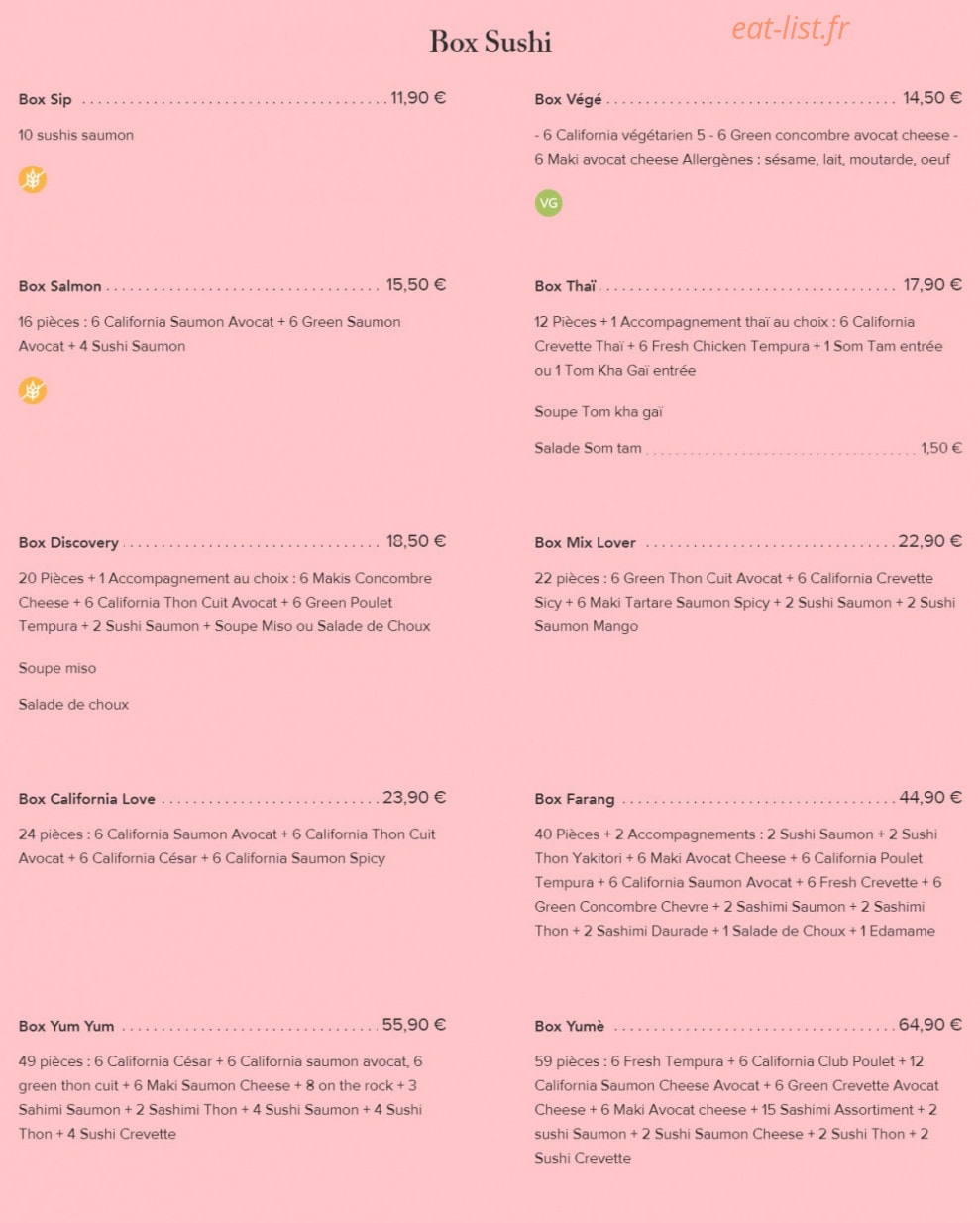 Fairy Sushi & Thai — carte page 9